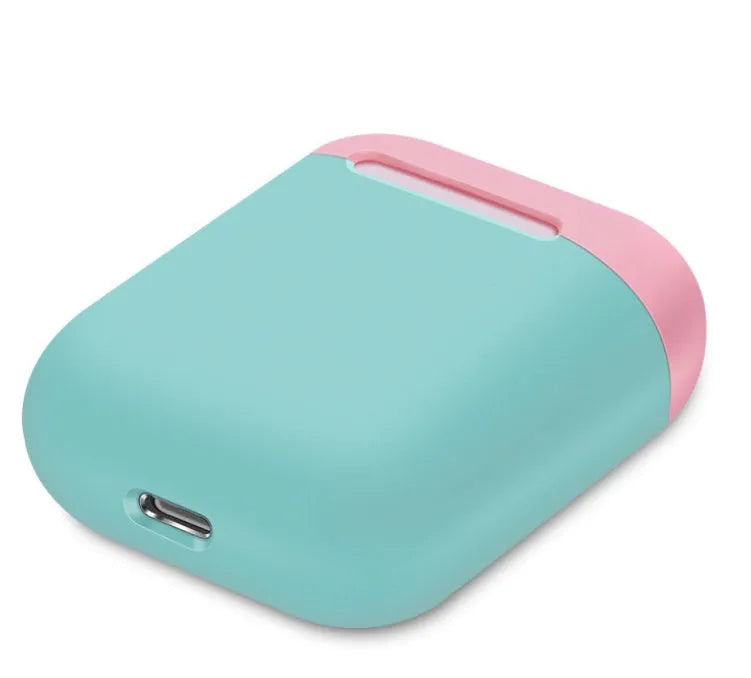 Silicone protective sleeve for AirPods charging case in split design showing colour options