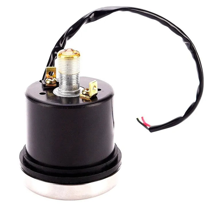 Round black electroplated iron motorcycle mechanical speedometer with dual km/h and MPH scales, 61.5mm diameter, 52mm mounting hole
