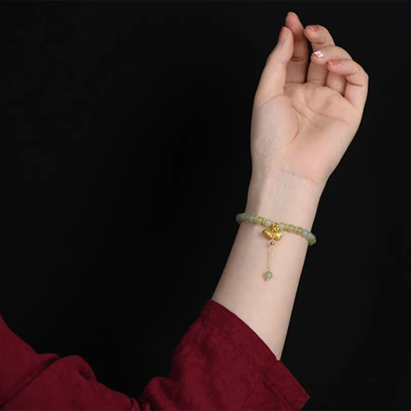 Shihuan natural Hetian Jade bracelet with 6mm beads, constellation design and fu character