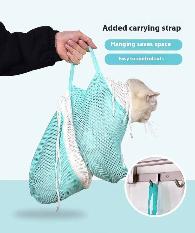 Upgraded 5th generation cat grooming beauty bag for washing and nail trimming in detachable scratch-resistant design.