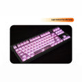 White transparent mechanical keyboard keycap set with side-carved legends on a Qingying layout.