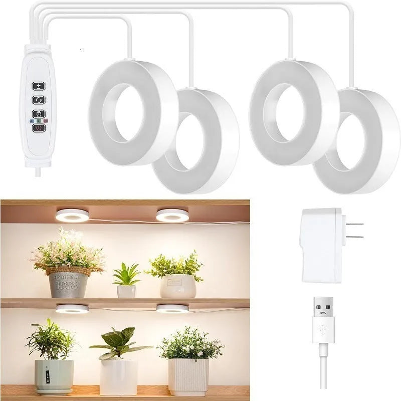 Black LED plant growth lamp with 48 full spectrum beads, aluminium alloy shell, 3.5 inch size, USB powered