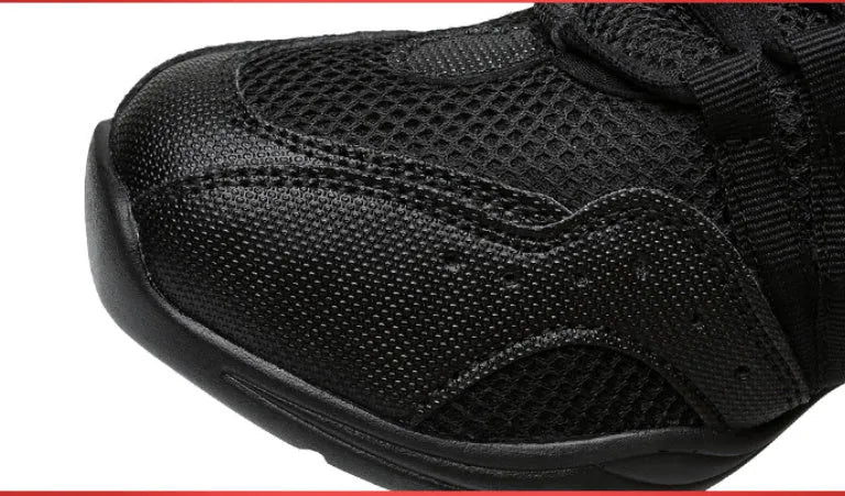 Modern jazz dance air cushion elevator shoes for women in black colour with cotton mesh upper