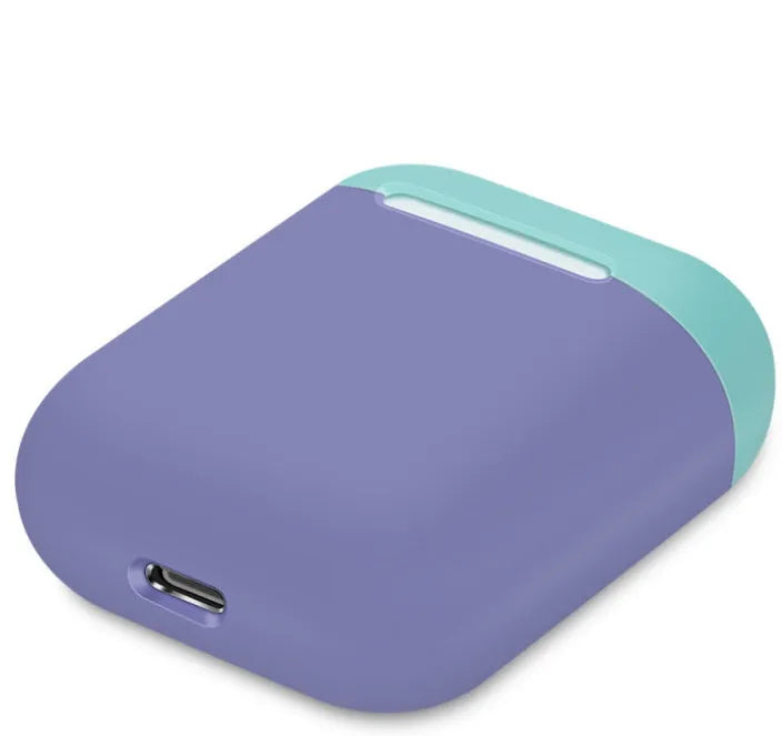 Silicone protective sleeve for AirPods charging case in split design showing colour options