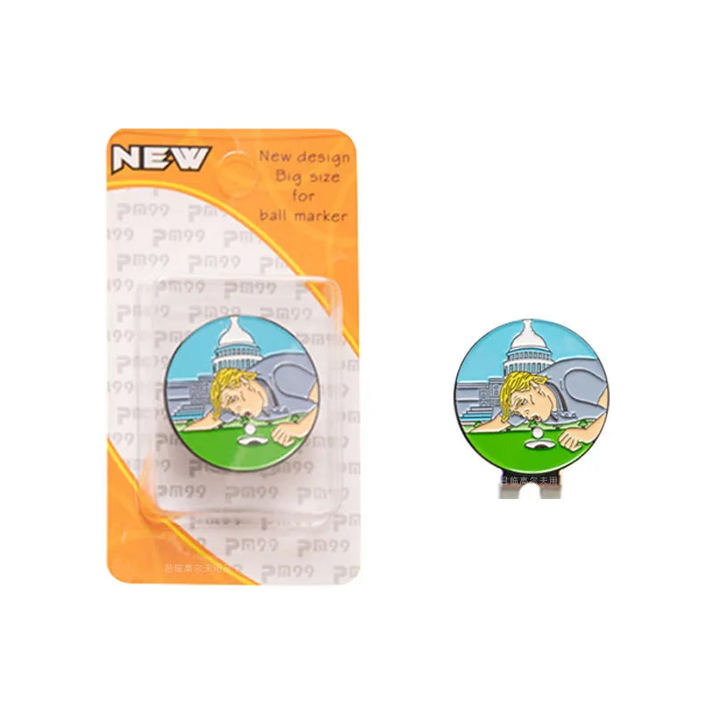 Zinc alloy golf hat clip with engraved personalised metal patterns including Dragon Year motif
