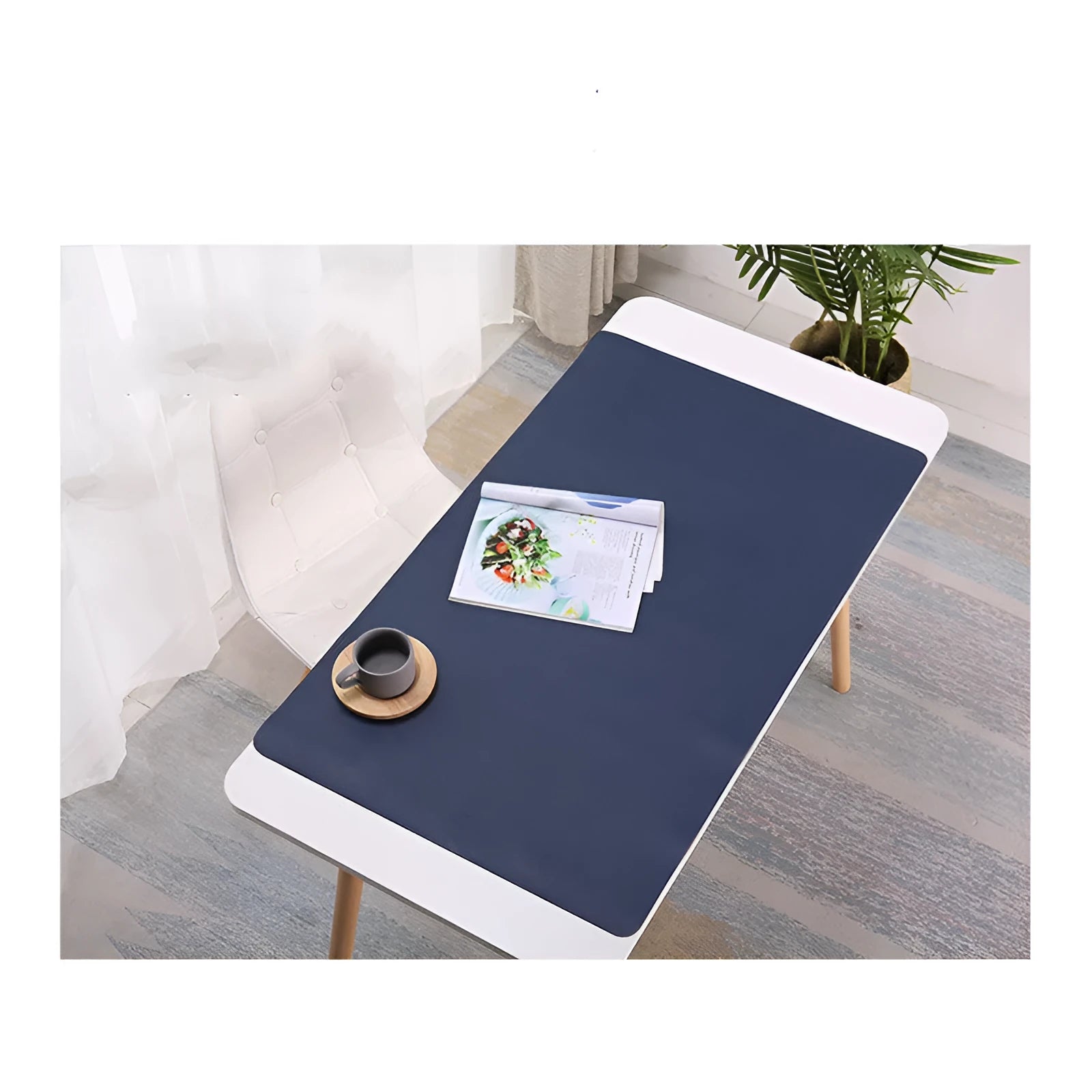 Oversized double-sided PU leather desk pad in 600x400mm with colour matching design for laptop and keyboard