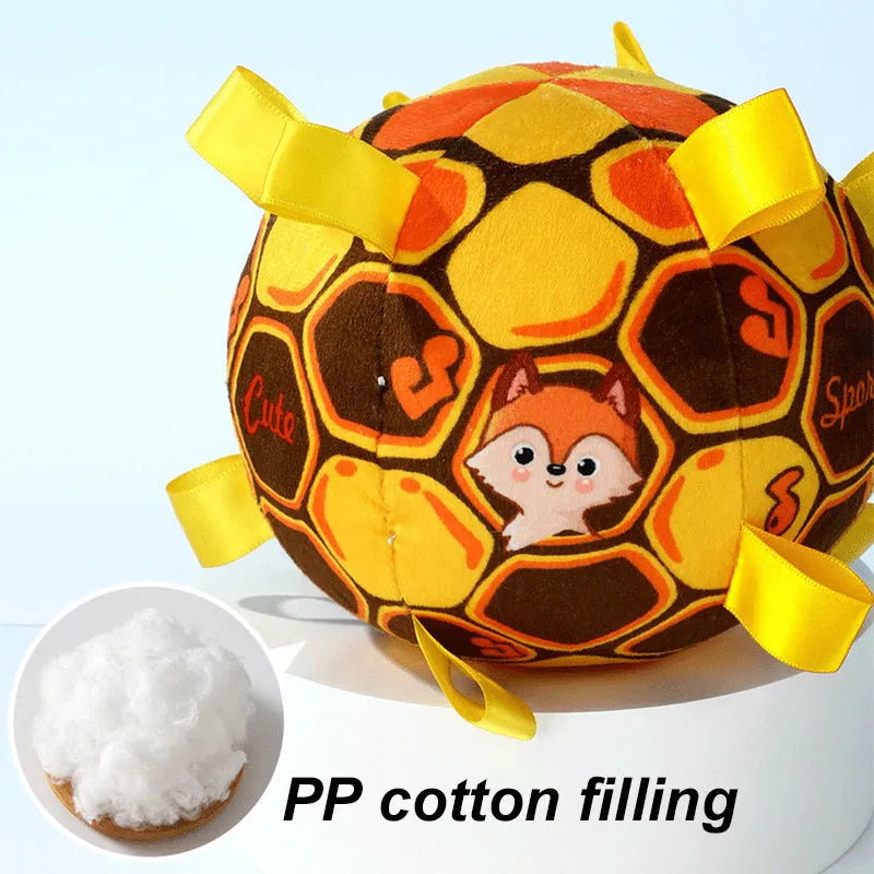 15cm plush ball dog toy with bite resistant handle for aggressive chewers