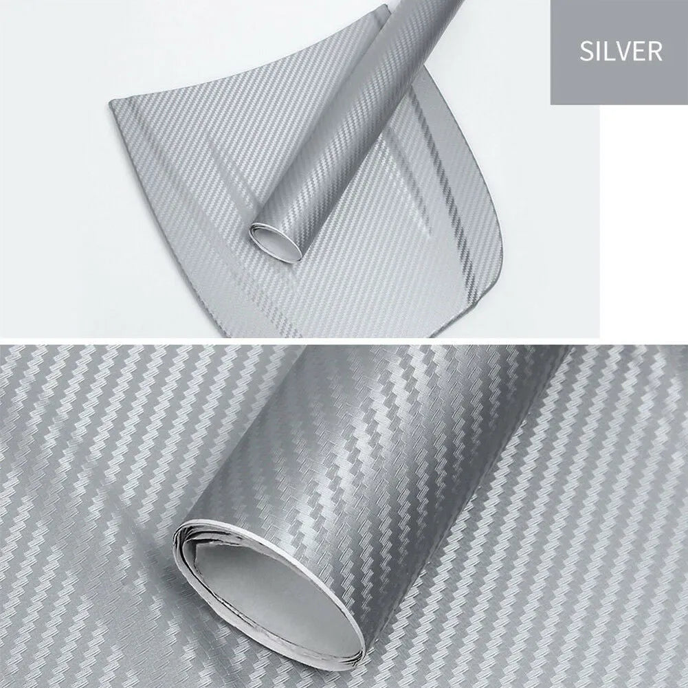 Roll of carbon fibre sticker for car decoration in various colours showing 3D texture