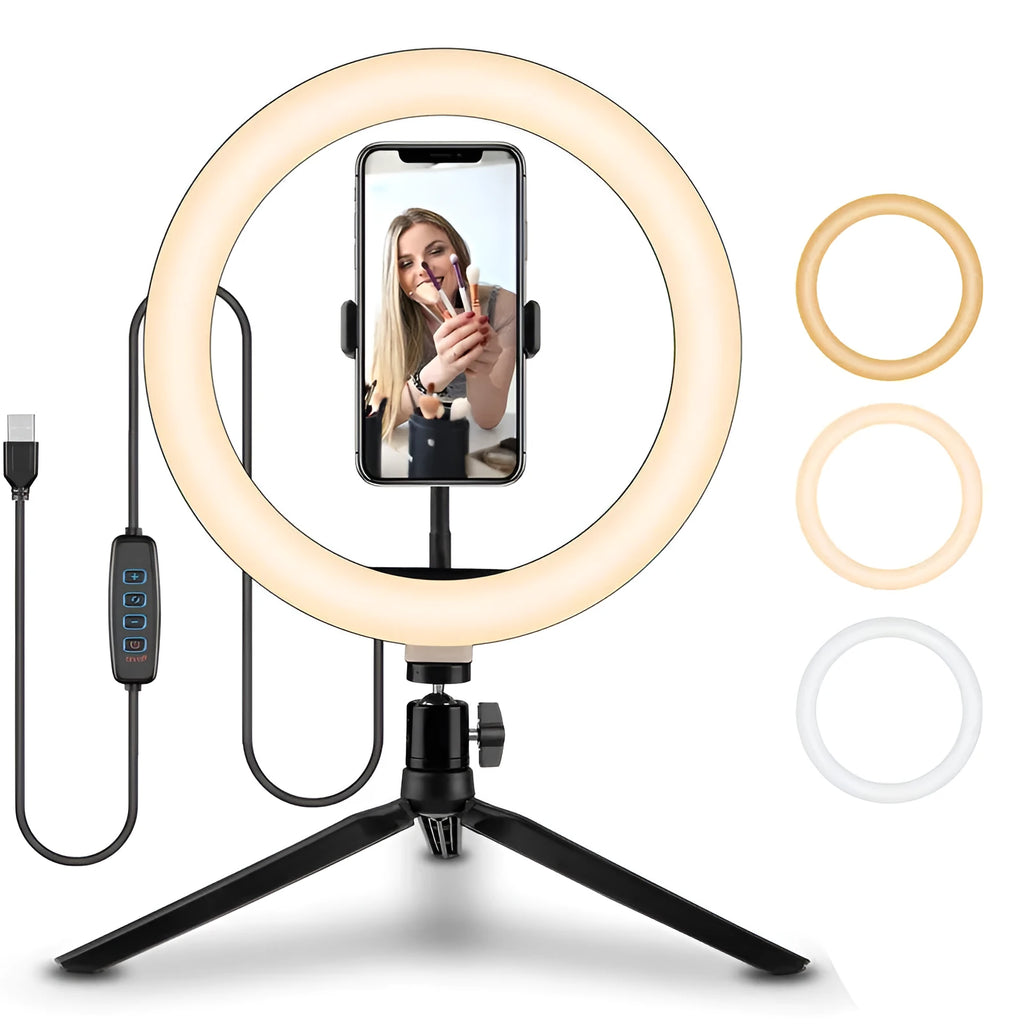 10 inch ring selfie beautifying light with 19cm metal bracket for smartphones