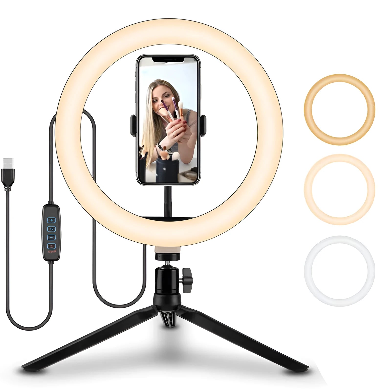 10 inch ring selfie beautifying light with 19cm metal bracket for smartphones