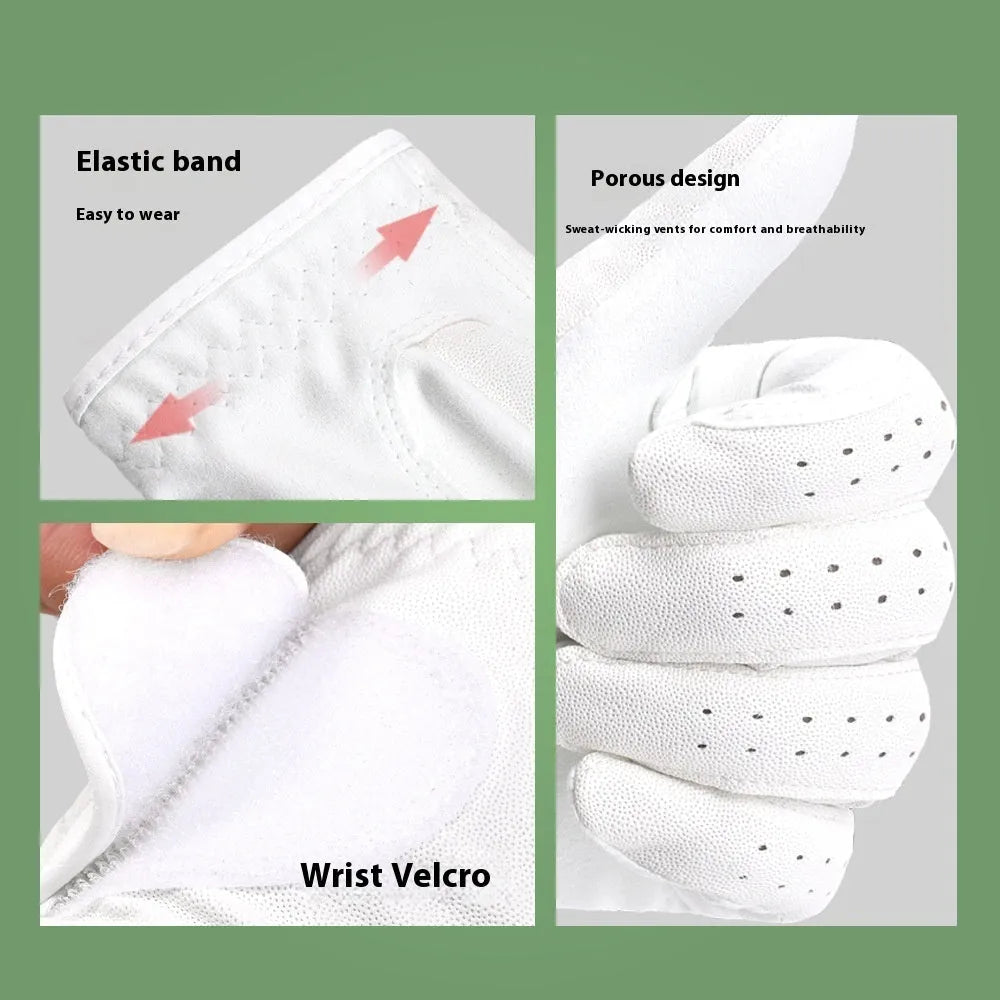 White suede PU golf gloves size 20 for men and women sports protection