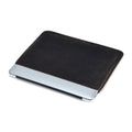 Brown genuine leather horizontal computer bag liner organiser with a laptop inside