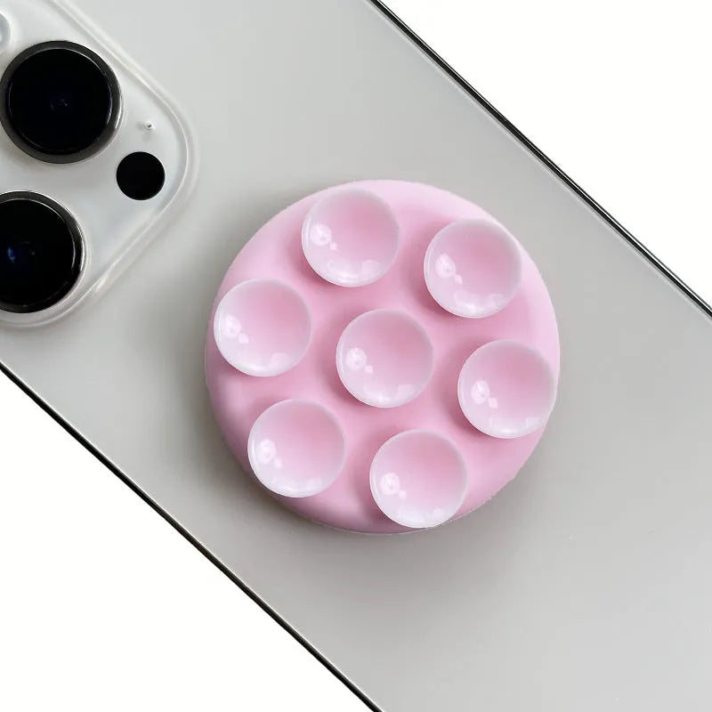 Mobile phone airbag bracket in pink silicone, detachable and foldable, 46mm diameter suction cup