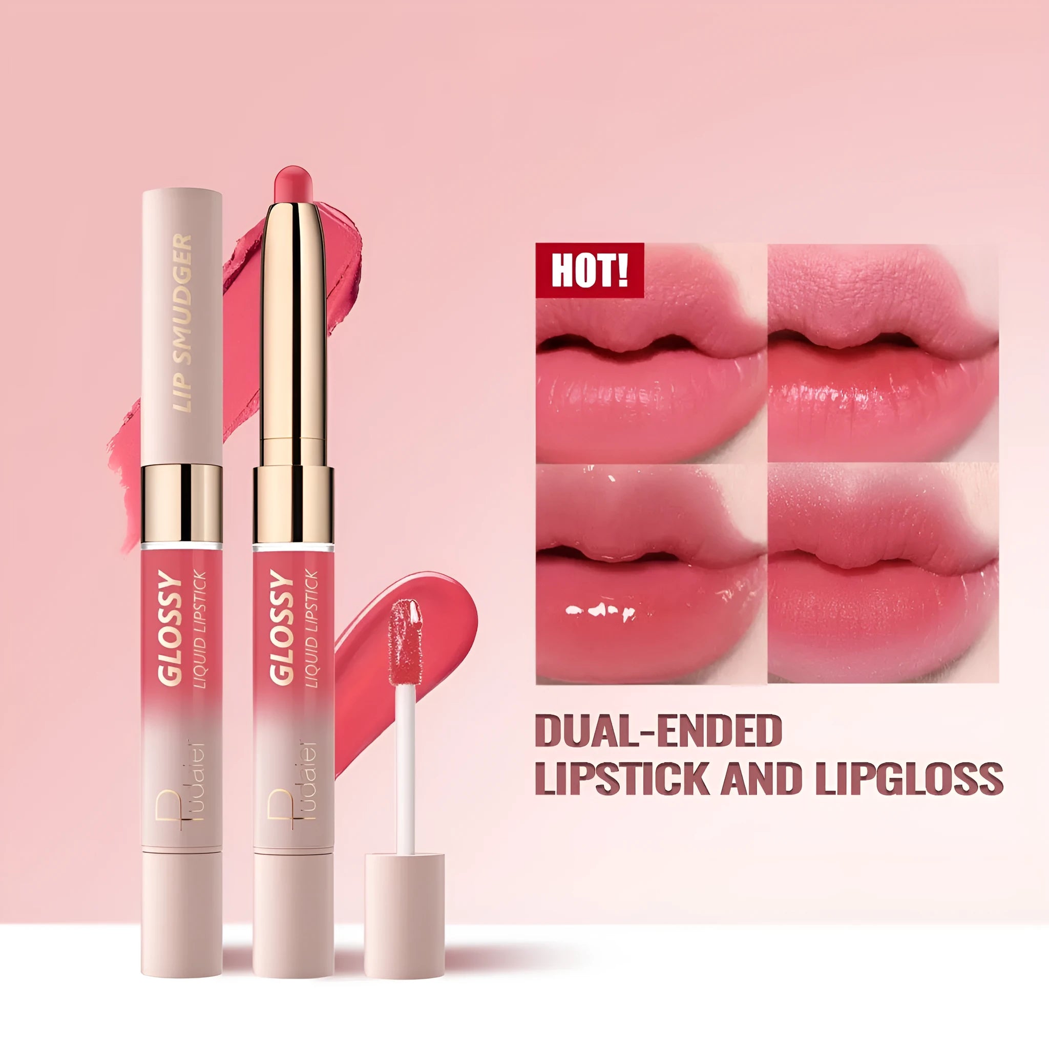 Double-headed lipstick in 10 colours with matte finish and moisturising formula