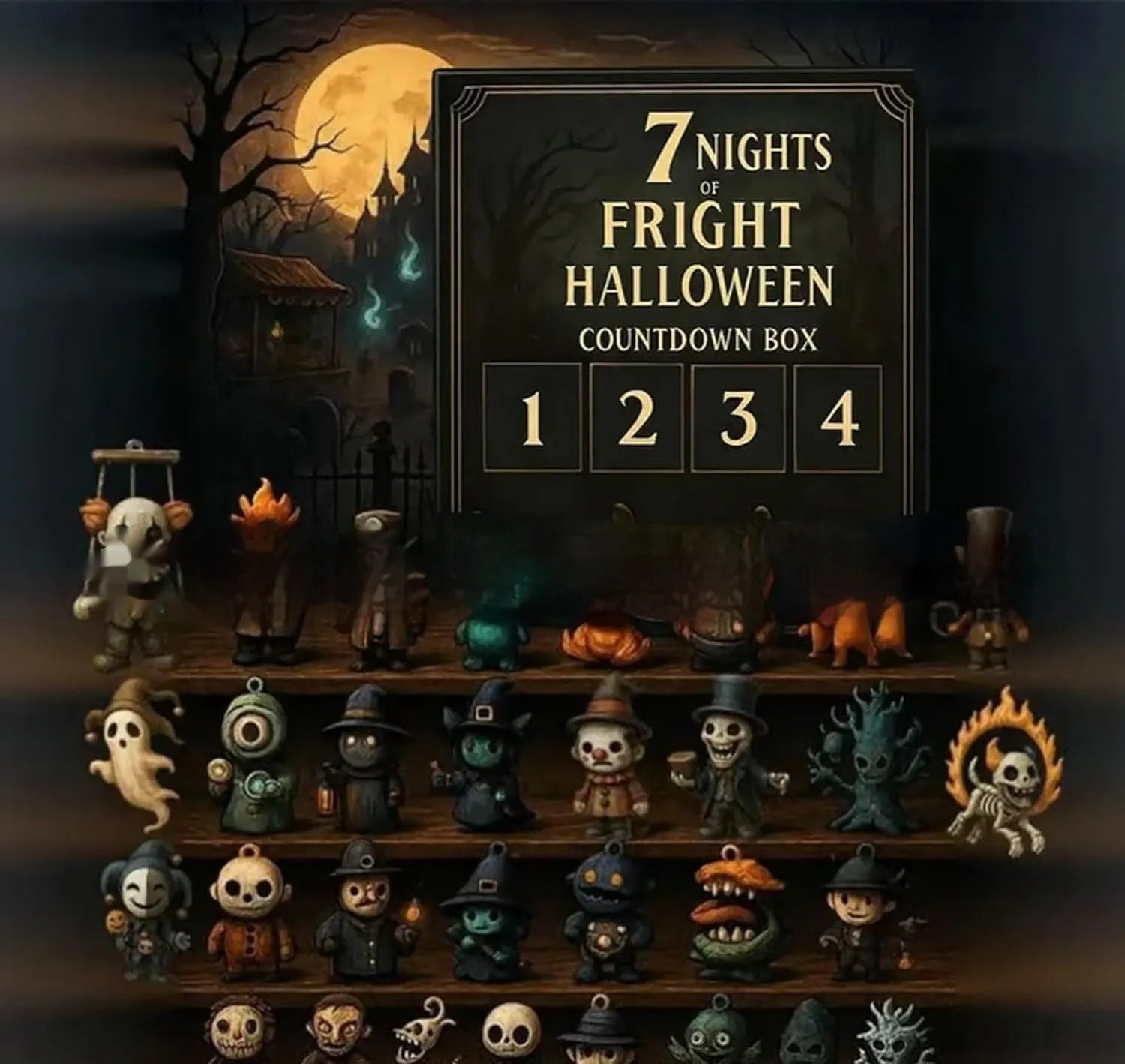 31 Night Scare Halloween Countdown Box blind box with resin horror dolls