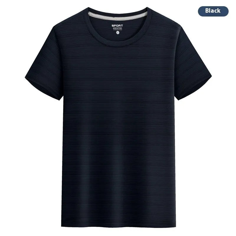 Crystal silk round neck t-shirt in solid colours with quick-drying polyester and spandex fabric