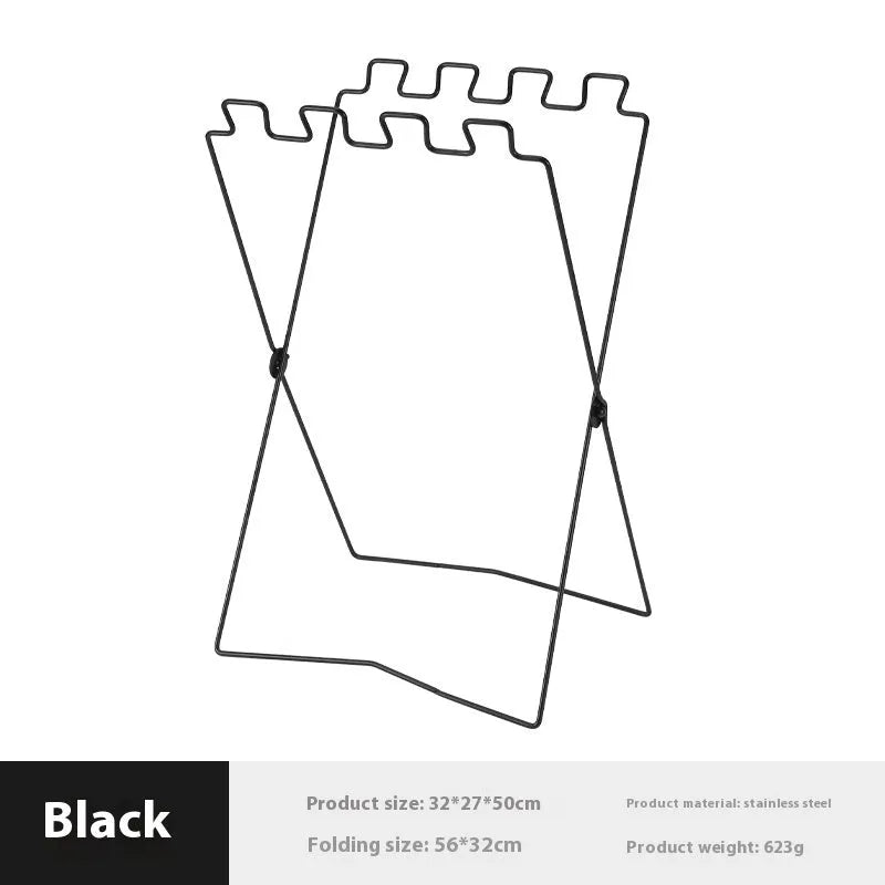 Stainless steel camping garbage bag bracket in Korean style design shown in black colour