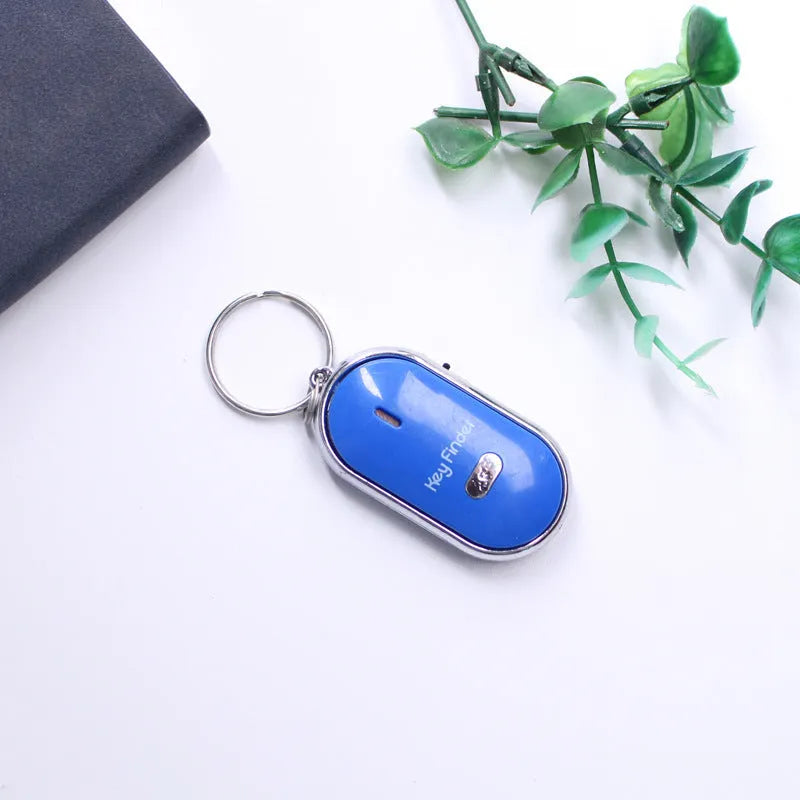 LED whistle control induction key ring key finder in plastic, 2.5cm x 8cm, blue colour
