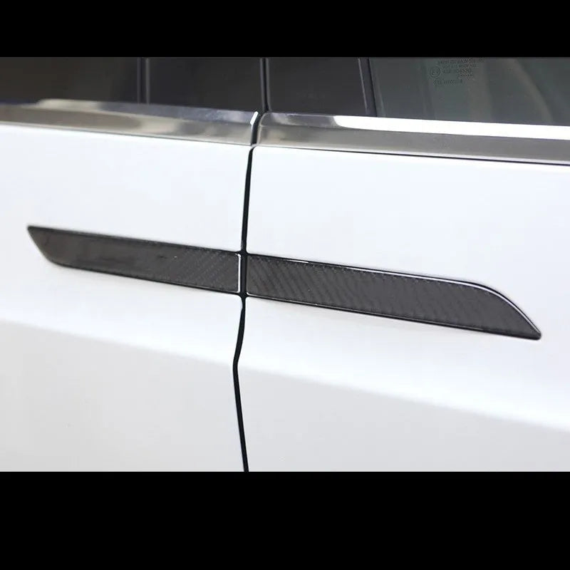 Tesla Model S carbon fibre door handle protection patches with adhesive backing