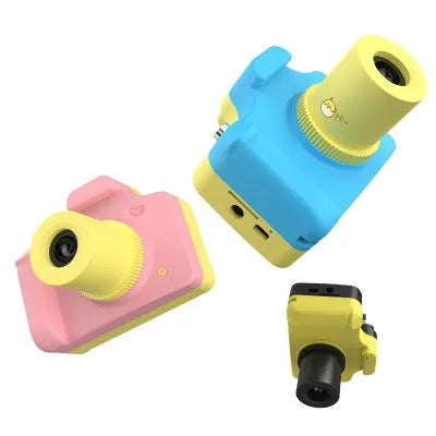 Blue GIMON children's digital camera with 1.5-inch screen, shown next to a pink version.