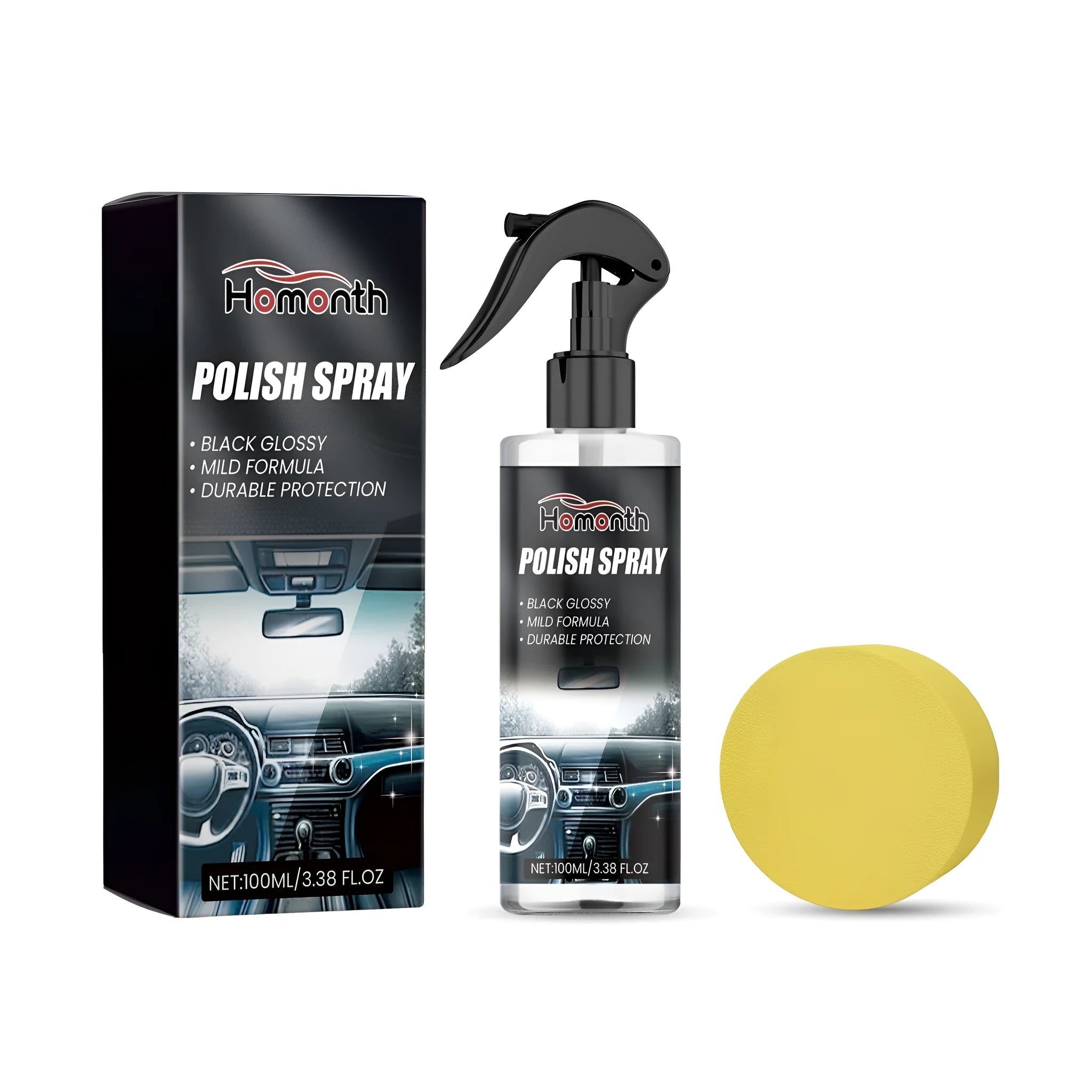 Car interior refurbishment cleaner bottle and sponge applicator for dashboard and trim restoration