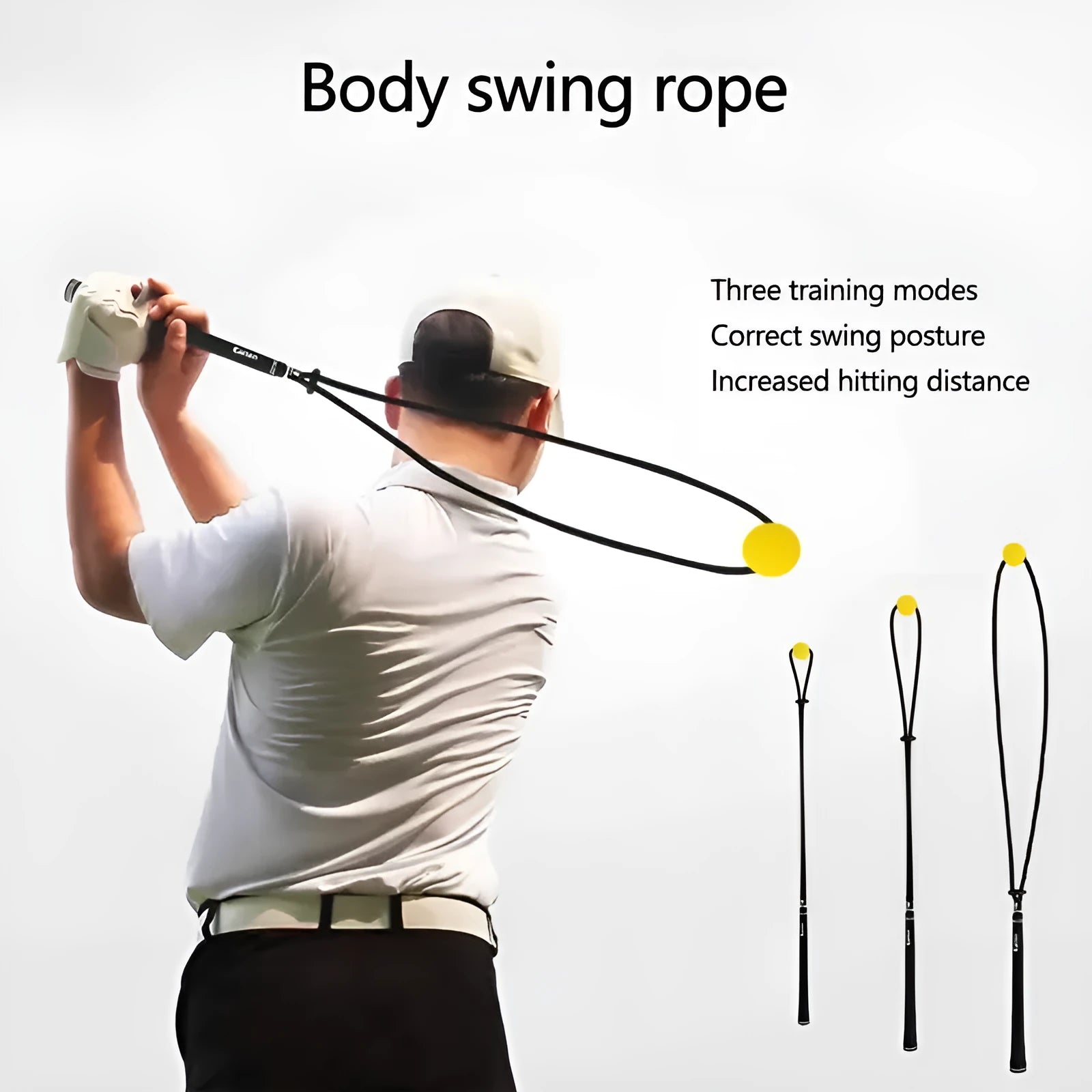 Black silicone elastic golf swing practice rope trainer for action correction