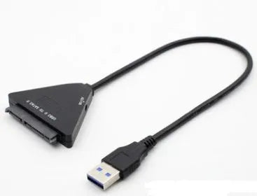 Black USB 3.0 to SATA 7+15 pin hard drive adapter cable for external data transfer