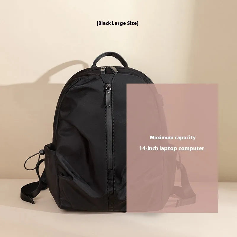 Women's Korean-style simple business travel backpack in dirty pink, Oxford cloth, with computer pocket, small A4 size