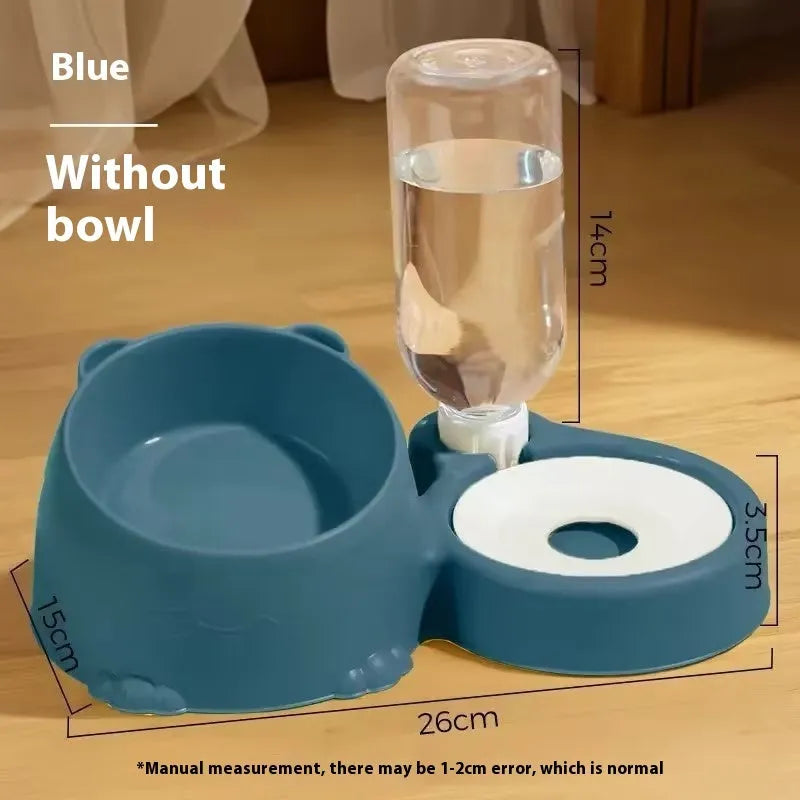 Grass green ceramic double bowl automatic pet drinking fountain with stainless steel and plastic reservoir
