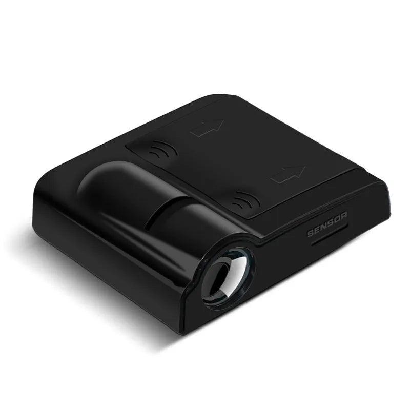 A small black or beige ABS plastic car decorative projection lamp, shown with three No. 7 batteries.