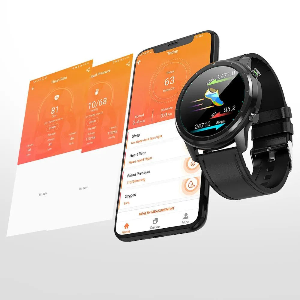 LEMFO LF26 smart bracelet on wrist showing 1.3-inch screen in a Brown Silver colour option.