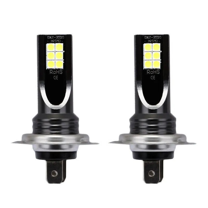 White aluminium H7 LED fog light bulb with 12 SMD beads for car front fog lamp use.
