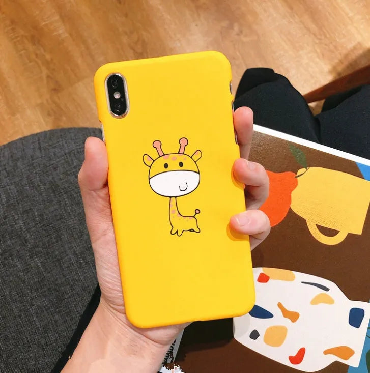 Funny cartoon giraffe TPU silicone phone case for iPhone, soft back cover