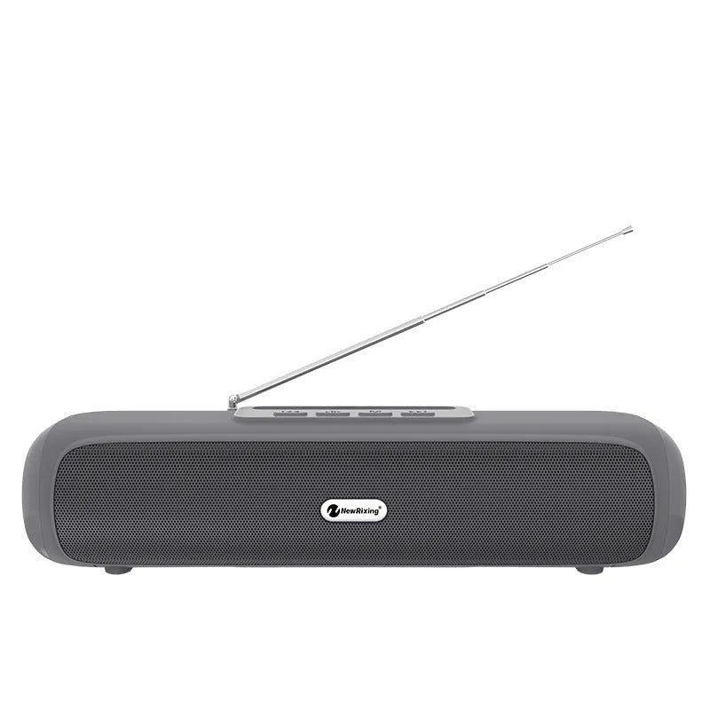 Wireless desktop subwoofer speaker in long strip design with metal grille