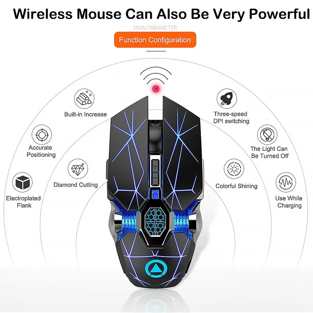 Silver Eagle A7 silent rechargeable wireless mouse in black frosted finish with electroplated double-wing flanks