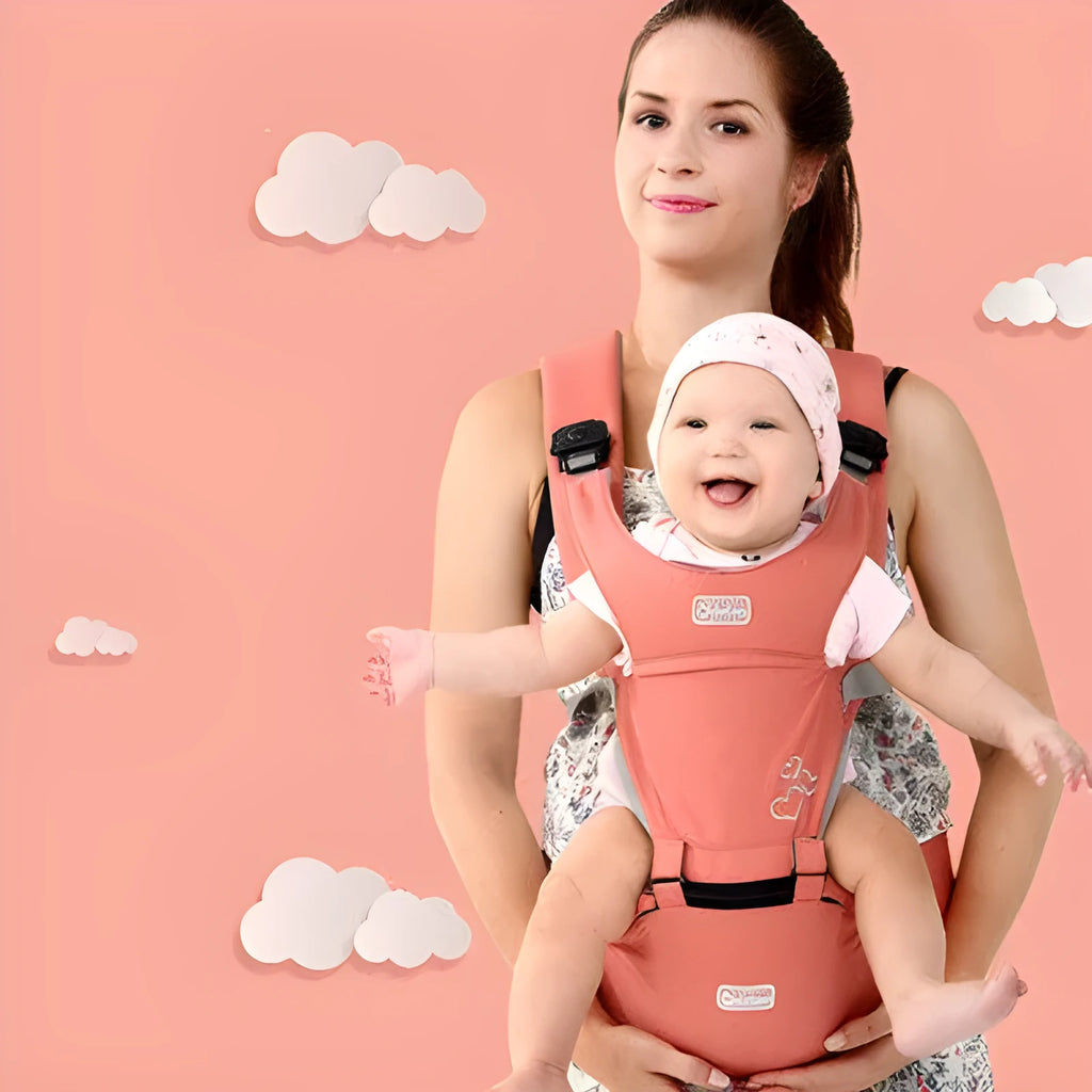 Multifunctional baby waist stool carrier with EPP filler in mint green colour.
