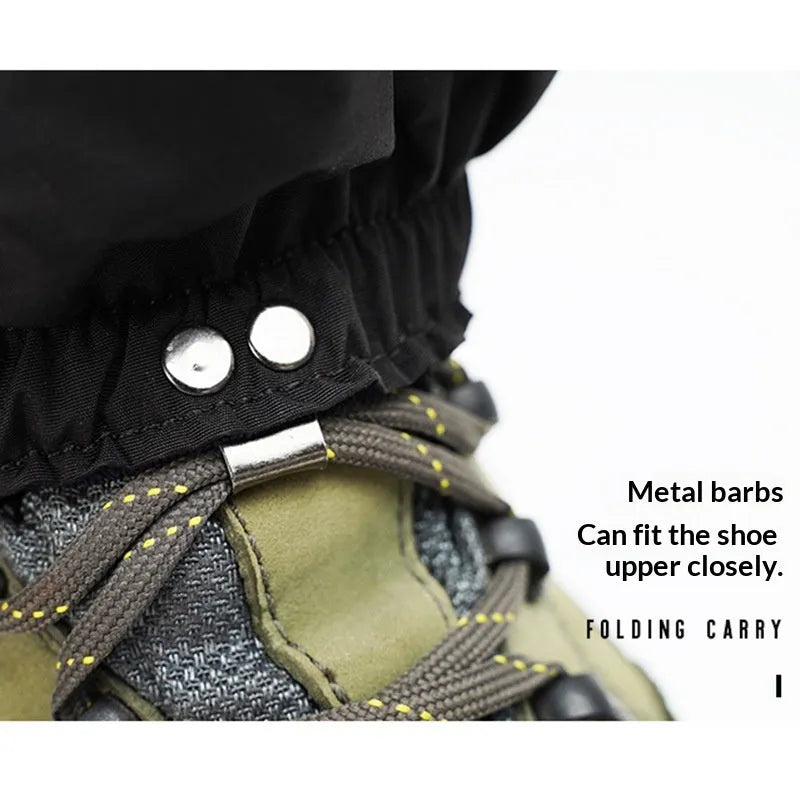 Unisex black 210D Oxford fabric gaiters for skiing and hiking leg protection with LOGO option