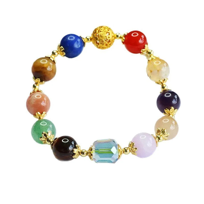 Natural amethyst and tigereye crystal bracelet with 10mm beads in Dunhuang colourful Duobao design