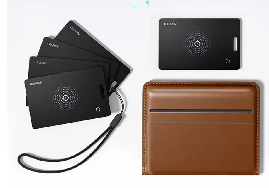 Black anti-loss waterproof card holder with hanging rope, IP68 rated, 2mm thick
