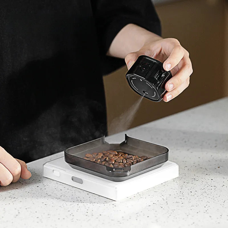 Electric coffee bean sprayer in simple style for anti-fly powder, available in black or silver