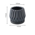 Grey ceramic medium-sized tabletop flowerpot for desktop or floor plants