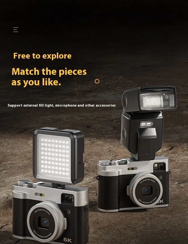 Black Kashmir digital camera with front and rear lenses, optical viewfinder, and a 2.88-inch screen on back.