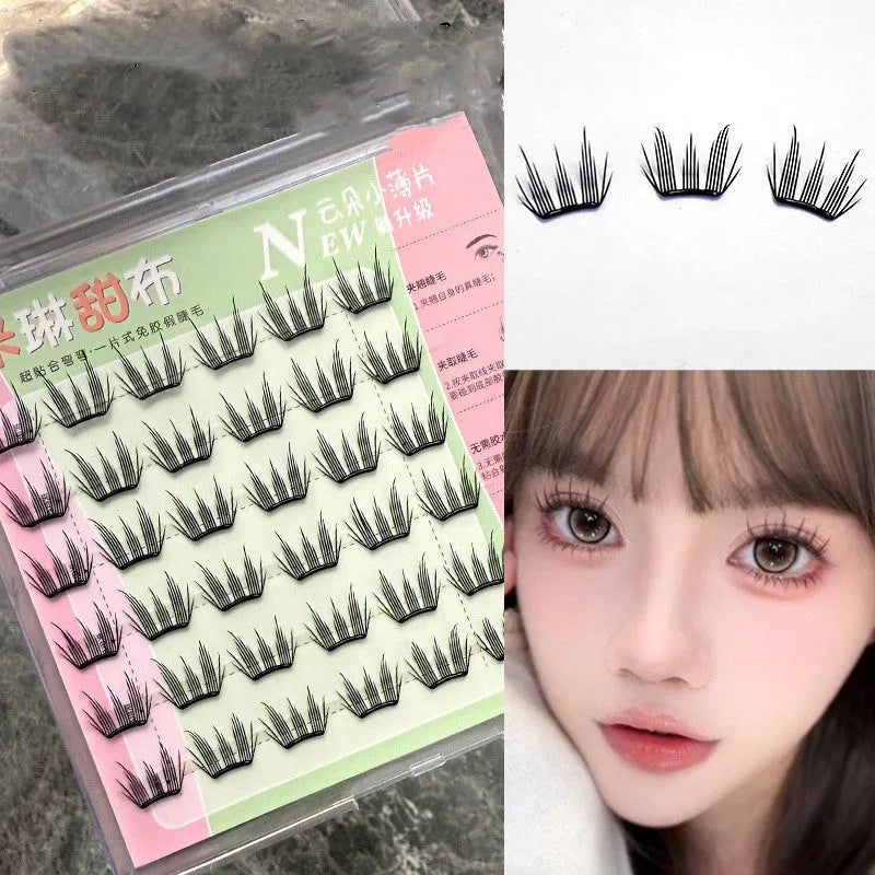 Milin Sweet Cloth glue-free split false eyelashes 12mm artificial fibre set of 6 rows self-adhesive strips