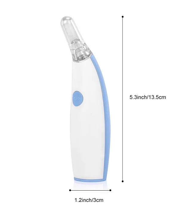Rotating earwax vacuum cleaner with spiral silicone head, blue, with LED light and multiple attachments