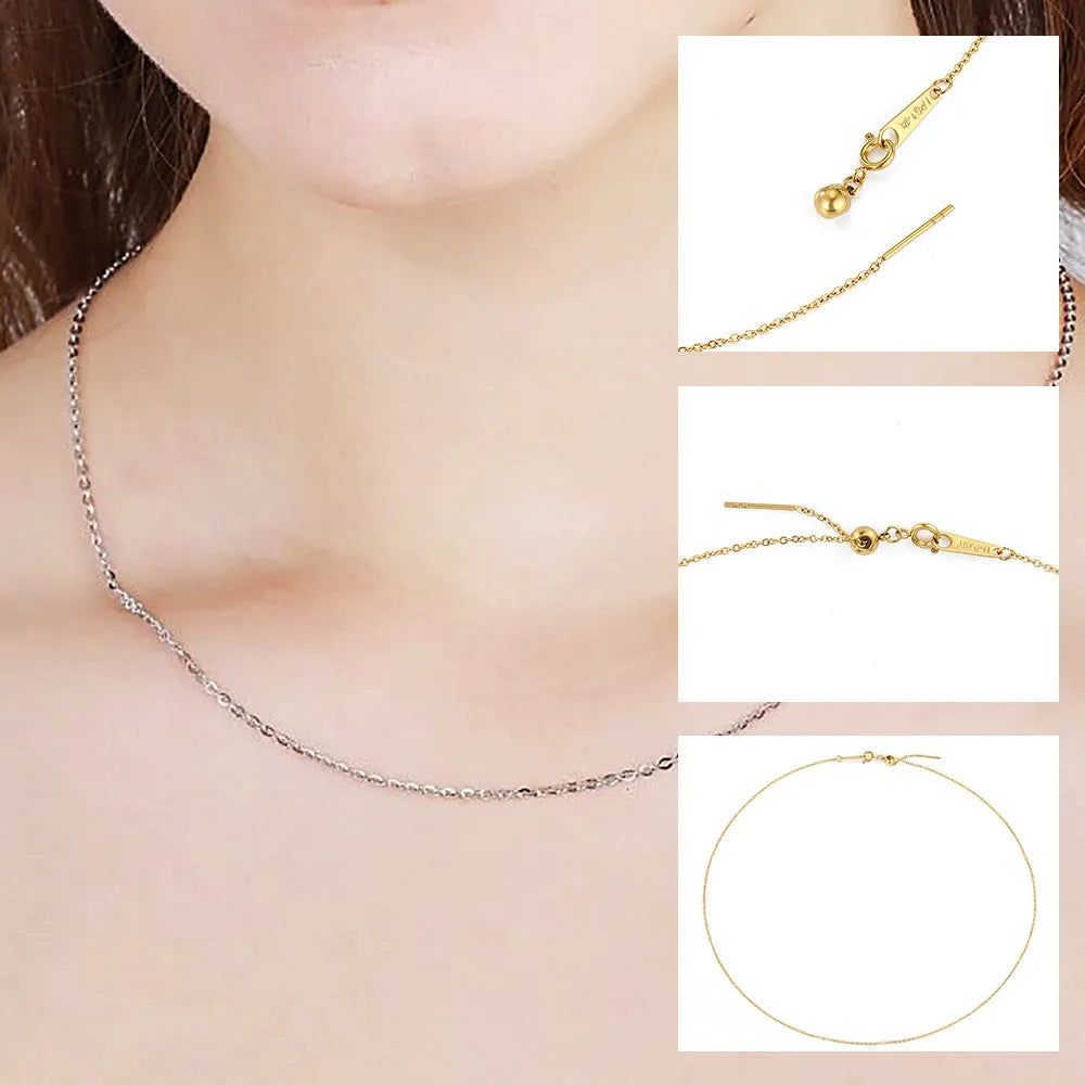 Stainless steel necklace with a U-shaped pendant on a chain, shown in steel, gold, and rose gold colour options.