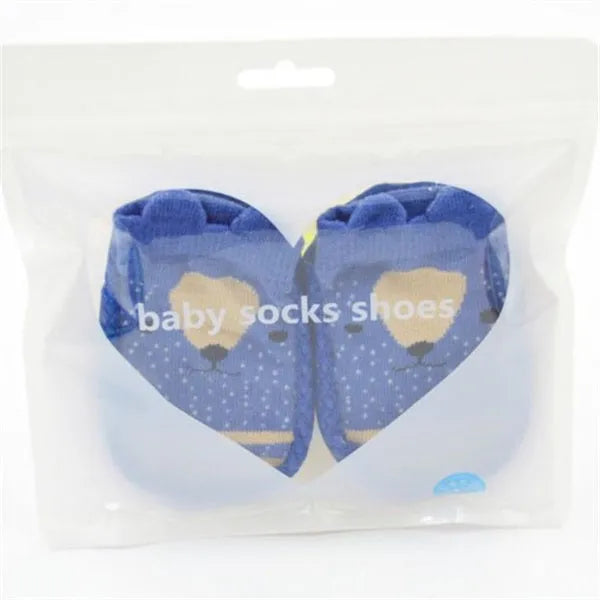 Pair of pastel coloured baby socks with anti-slip dots on the sole, shown flat.