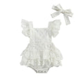 White 100% polyester baby bodysuit for Christmas, shown in real product photography.