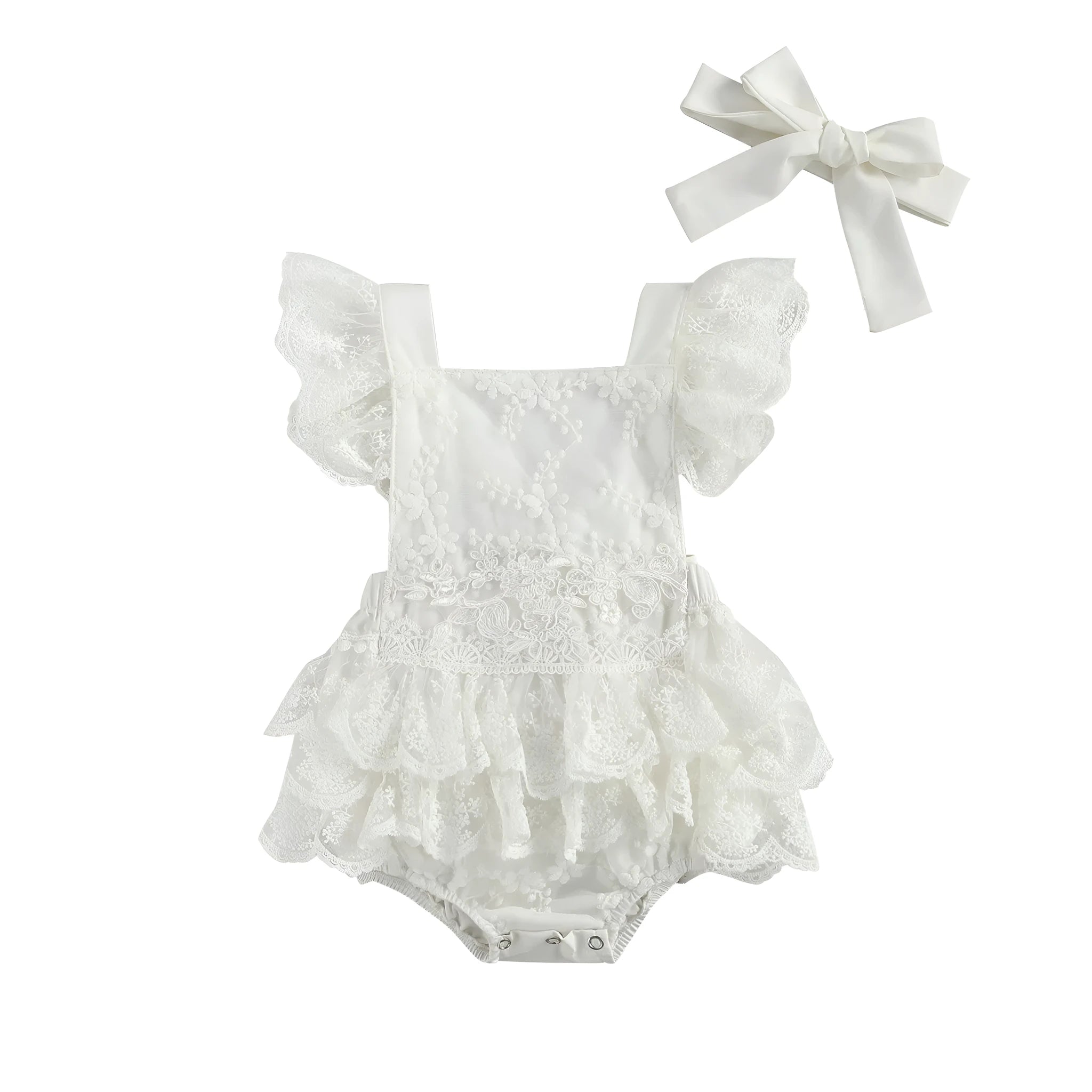 White 100% polyester baby bodysuit for Christmas, shown in real product photography.