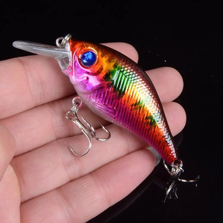 Plastic bionic fake fishing bait in hard lure style, 7.5cm body with 6# reinforced hooks