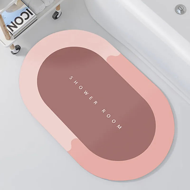 Modern diatom mud floor mat with natural rubber base in blue colour option